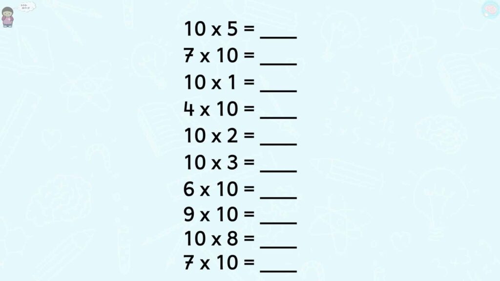 Exercices résoudre les calculs de la table de 10